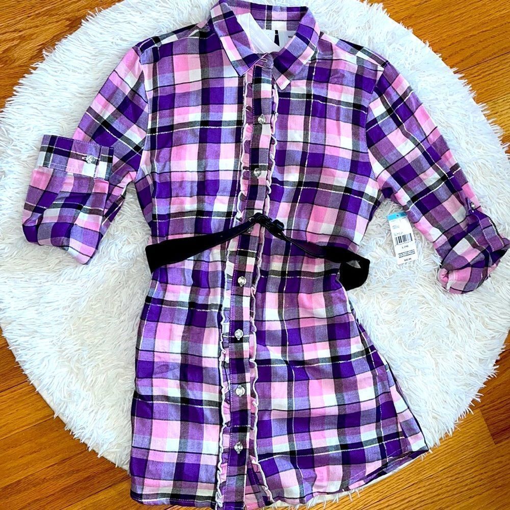 CRB Girl | Purple Plaid Button Up and Graphic Tee